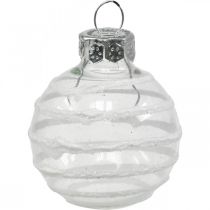 Artikel Mini julkulor vita, silver äkta glas Ø3cm 9 st
