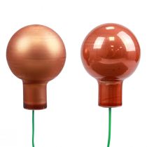 Artikel Mini julkulor på trådglas röd orange 2,5cm 140st