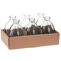 Artikel Minivaser, lökformade dekorativa vaser i glas, blåtonade, H12cm, 6 st
