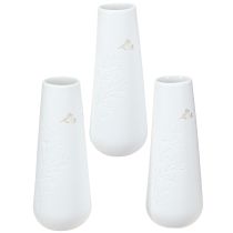 Artikel Porslinsvas vit med guldmotiv – Elegant blomstervas i set om 3 H12cm 3 st