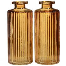 Artikel Minivaser av orange glas med räfflor dekoration H13cm 6 st