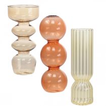Minivaser Glas Dekorativa glasvaser Färgade H15,5-17cm Set om 3