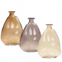 Artikel Minivaser glas dekorativa vaser gul, lila, brun H12cm 3st