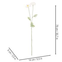 Artikel Konstgjord vallmo, vit, lång stjälk, 78 cm, 3 stycken