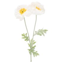 Artikel Konstgjord vallmo, vit, lång stjälk, 78 cm, 3 stycken
