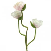 Konstgjord vallmo, sidenblomma vit-rosa L55/60/70cm set om 3