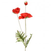 Artikel Vallmo dekorativ trädgårdsblomma med 3 blommor röd L70cm