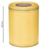 Artikel Moiréband med krans, gult med guldkant, 125 mm x 25 m - Högkvalitativt sorgband, dekorband, rosettband
