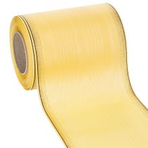 Artikel Moiréband med krans, gult med guldkant, 125 mm x 25 m - Högkvalitativt sorgband, dekorband, rosettband