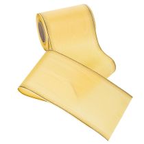 Artikel Moiréband med krans, gult med guldkant, 125 mm x 25 m - Högkvalitativt sorgband, dekorband, rosettband