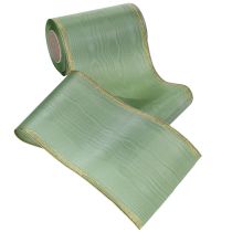 Artikel Moiré kransband salviagrönt med guldkant, 150mm x 25m, dekorativt band för blomsterdekorationer och kransar
