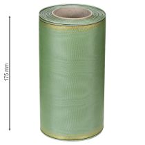 Artikel Moiré kransband salviagrönt med guldkant - 175mm x 25m - dekorativt band för blomsterdekorationer och fester