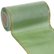 Artikel Moiré kransband salviagrönt med guldkant - 175mm x 25m - dekorativt band för blomsterdekorationer och fester