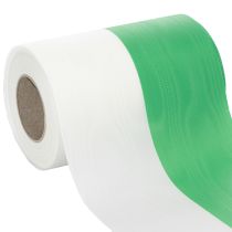 Artikel Moiré kransband grönvitt 150mm, dekorband, rosettband, taftkvalitet 25m