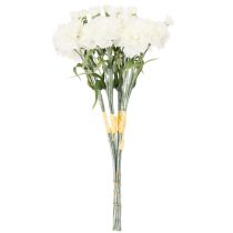 Artikel Konstgjord nejlikbukett, vita konstgjorda blommor, dekoration, 4 knippen