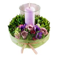 Artikel Blommig skumring med bas för arrangemang grön Ø24cm 2 st