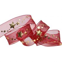 Dekorativ bandorganza med stjärnmotiv 25mm 20m