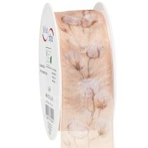 Artikel Organzaband bomullsblommor dekorativt band rosa 40mm 15m
