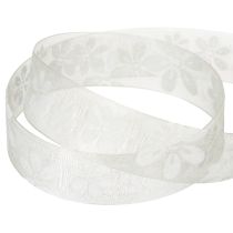 Artikel Organzaband, blommigt, presentband, grönt, 25mm, 18m