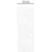 Artikel Organzaband, blommigt presentband, rosa, 25mm, 18m