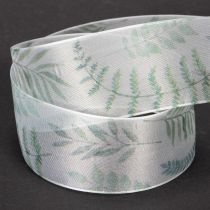 Artikel Organzaband, chiffongband, lövrika grenar, grönt, 40 mm, 15 m