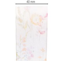 Artikel Organzaband, chiffongband, blommigt, orange/rosa, 40 mm, 15 m