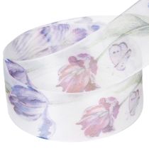 Artikel Organzaband, chiffongband, papegojtulpaner, lila, 40 mm, 18 m