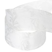 Artikel Organzaband, krämfärgat, dekorativt band med hjärtan, 40 mm brett, 15 m långt