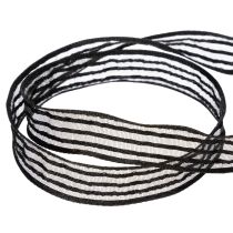 Artikel Organzaband med ränder, presentband, svart, 15 mm brett, 20 m långt