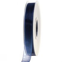 Artikel Organzaband presentband mörkblått band blå kant 15mm 50m