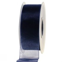 Artikel Organzaband presentband mörkblått band blå kant 40mm 50m