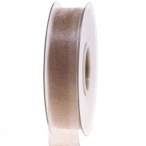 Artikel Organza band presentband beige band självkant taupe 25mm 50m