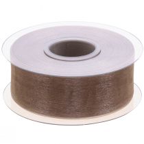 Artikel Organzaband presentband beige band vävd kant taupe 40mm 50m