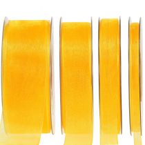 Organzaband presentband gult band dekorbandskant 50m