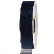 Artikel Organzaband presentband mörkblått band blå kant 25mm 50m