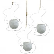 Artikel Påskdekoration för upphängning, kanindekoration med ägg, påskägg för plantering Vit H24,5cm 3st