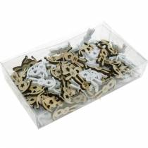 Artikel Påskdekoration kanin för att sprida trä vit, naturlig scatter dekoration påskharen 96 stycken