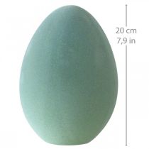 Påskägg dekoration ägg grågrön plast flockad 20cm