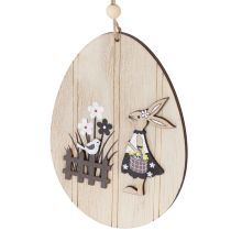 Artikel Hängande påskägg, träägg med kanin, naturvita, 13 cm, 6 stycken