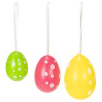 Artikel Påskägg att hänga, blandade färger, 6 cm, 12 stycken