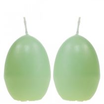 Påskljus äggform, äggljus påskgrönt Ø4,5cm H6cm 6st