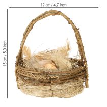Artikel Påskkorg med vaktelägg konstgjorda äggkorg vinstockar Ø12cm 2 st