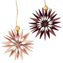 Artikel Pappersstjärnor, bordeauxrosa, för upphängning, Ø10 cm, 4 stycken