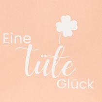 Artikel Presentpåse med tryck "En påse med lycka" för fina presentidéer, 12 cm, 12 stycken