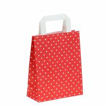 Papperspåse röd med prickar 18cm x 8cm x 22cm 25p