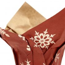 Papperskruka med snöflingor röd-vit Ø6cm 12p