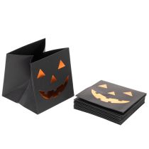 Artikel Papperspåse pumpa ansikte plantering Halloween dekoration 10cm 6st