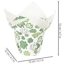 Artikel Pappersblomkruka med klövermotiv, nyårsdekoration, 12 cm, 12 stycken