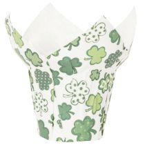 Artikel Pappersblomkruka med klövermotiv, nyårsdekoration, 12 cm, 12 stycken