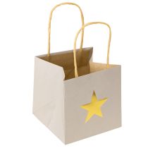 Artikel Papperspåsar med stjärna och handtag grå assorterad 10,5×10,5cm 9st